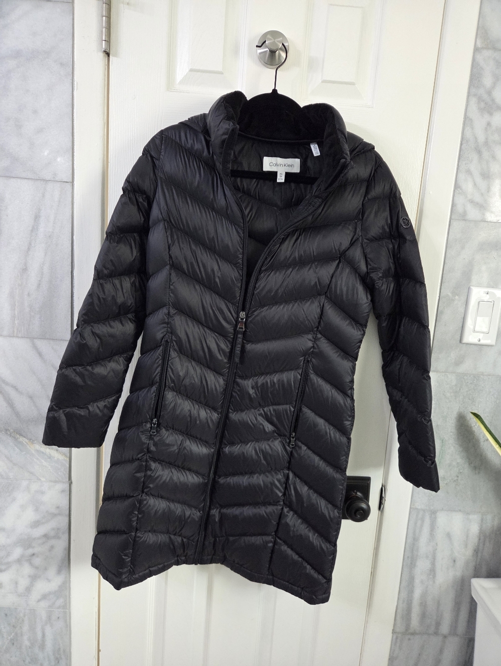 Calvin Klein Women's Black Quilted Long Puffer Coat